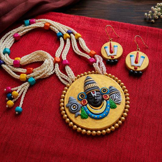 Handcrafted Lord Balaji Necklace & Earring Set