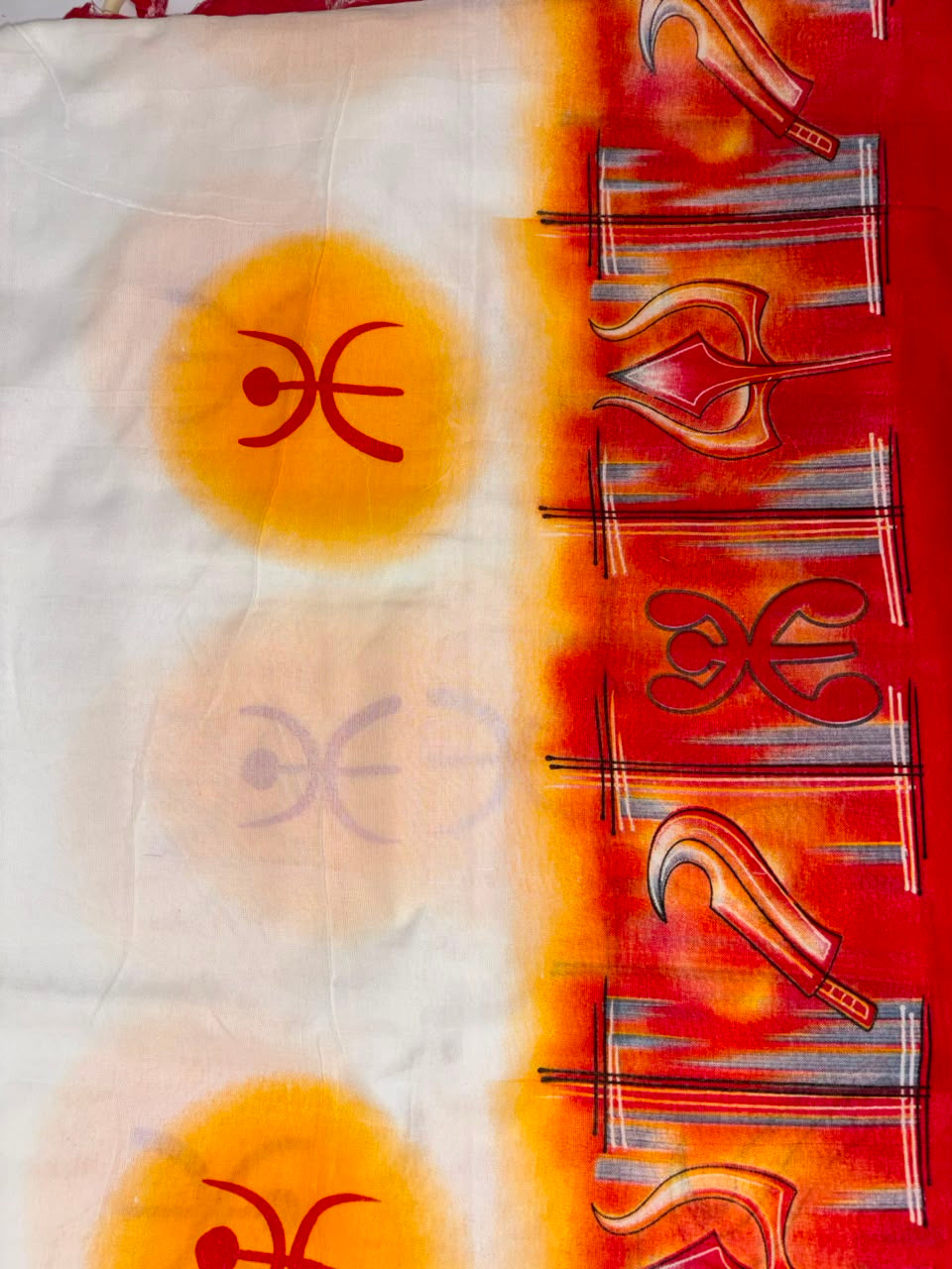 A close-up of Maa Durga Hand-Painted Handloom Cotton Saree
