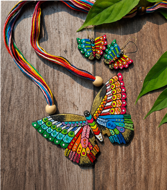 Terracotta Handmade Butterfly Jewellery Set