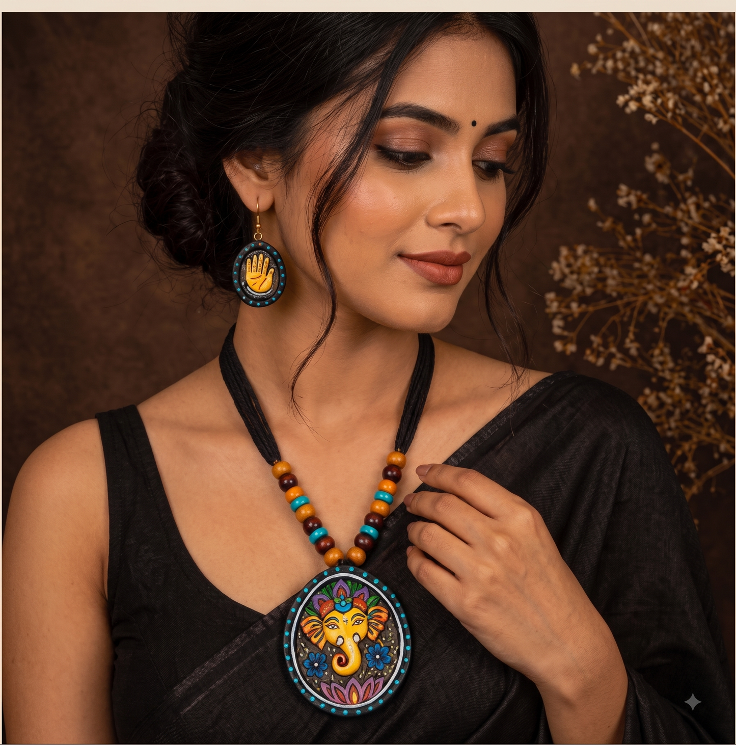 Handcrafted Terracotta Lord Ganesha Jewellery Set