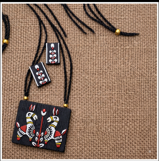 Handcrafted Tribal Folk Art Necklace & Earrings Set