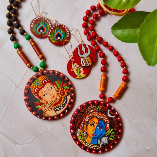 Handmade Lord Krishna & Lord Shiva Terracotta Jewellery