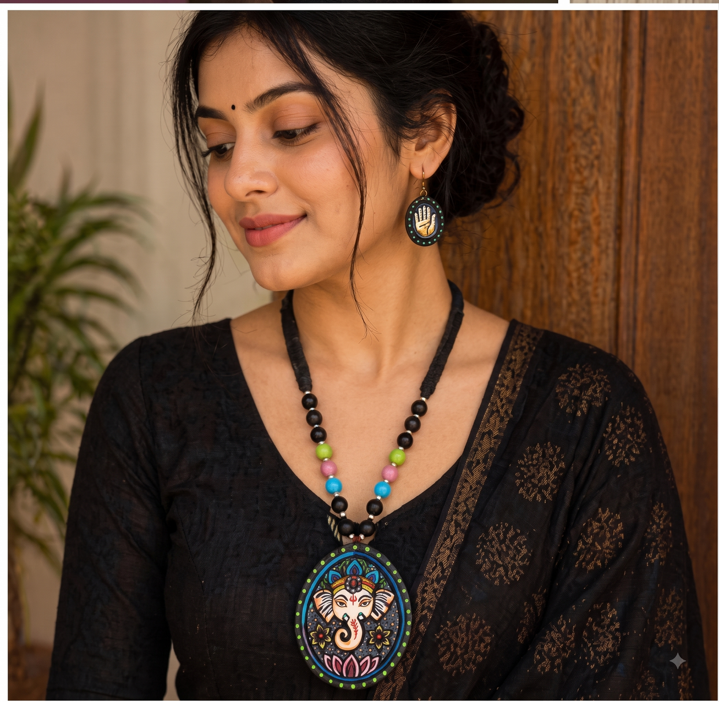 Handcrafted Terracotta Lord Ganesha Jewellery Set