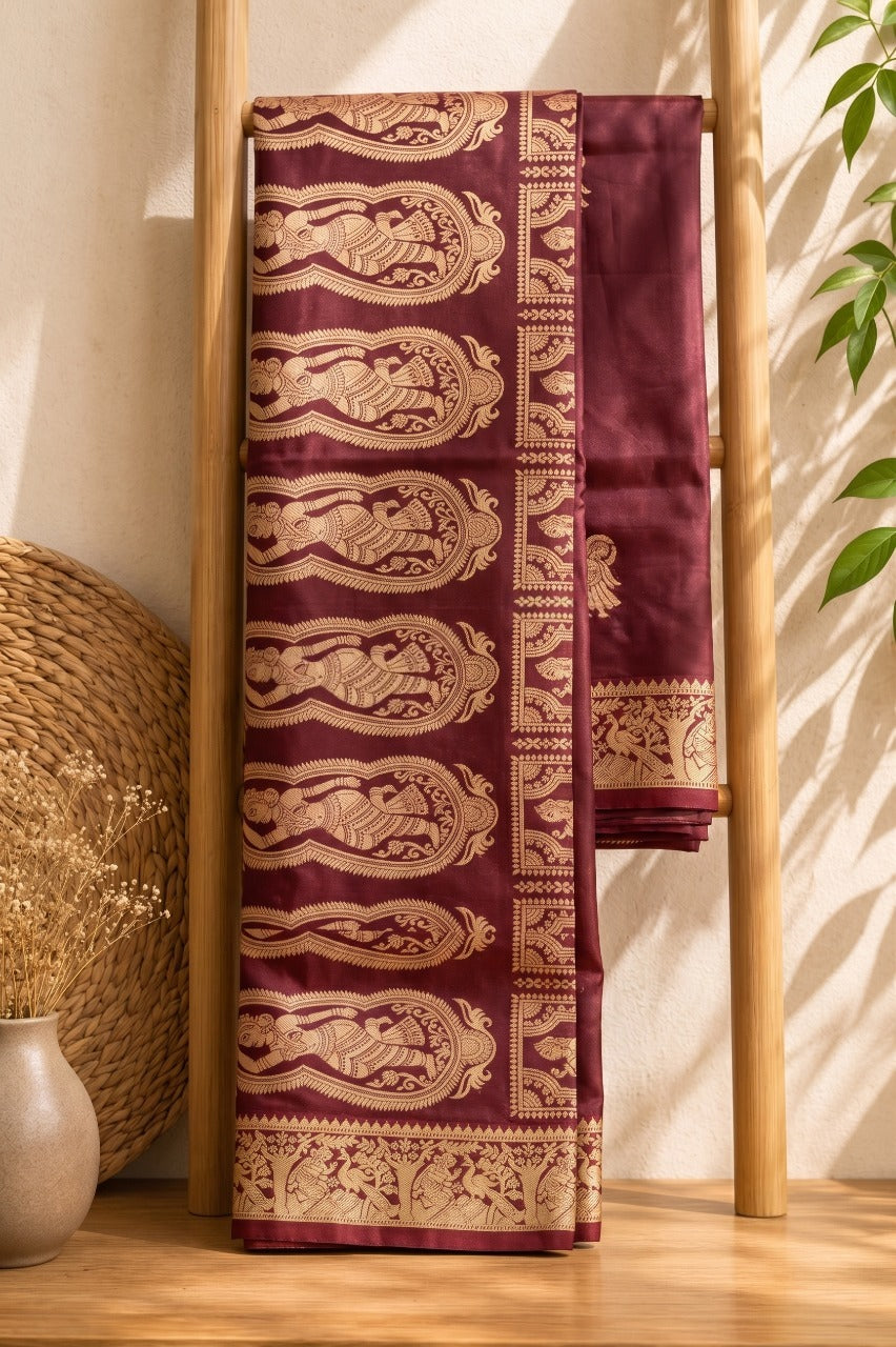 Pure Baluchari Silk Saree with Contrast Border
