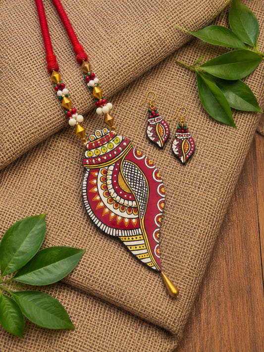 Handmade Shankh Necklace with Matching Earrings