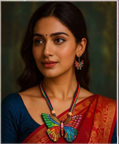 Terracotta Handmade Butterfly Jewellery Set