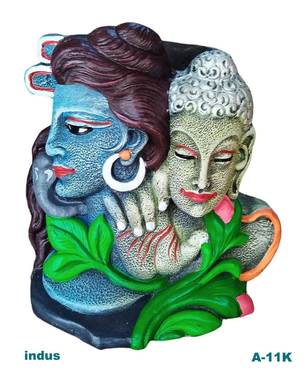Handcrafted Shiva & Buddha Terracotta Pen Stand